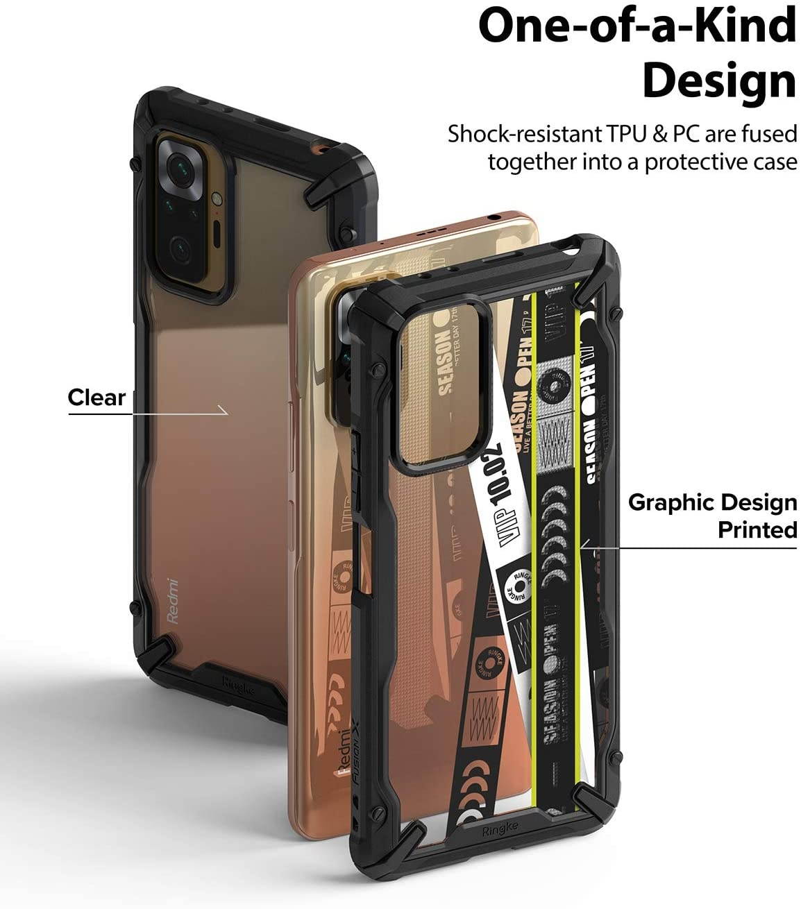 Ringke Fusion-X Compatible with Xiaomi Redmi Note 10 Pro, Redmi Note 10 Pro Max Case, Shockproof Rugged TPU Bumper Cover - Camo Black
