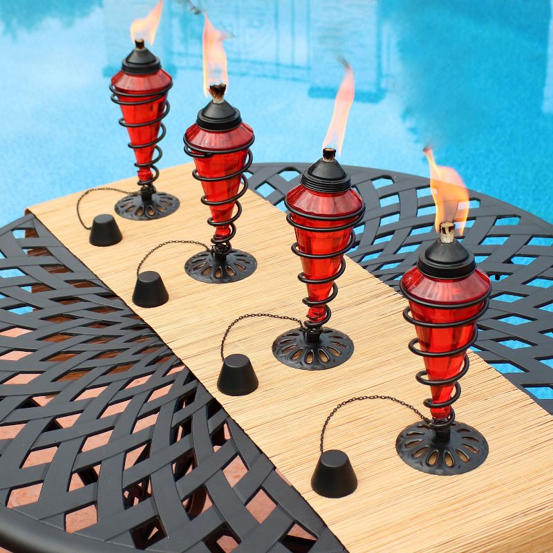 5.5" Petite Lantern Metal Table Torch Black - TIKI