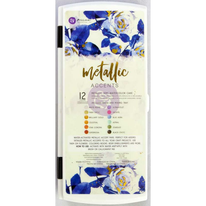 Prima Art Philosophy Metallic Accents Semi-Watercolor Paint -12 Cakes & Brush