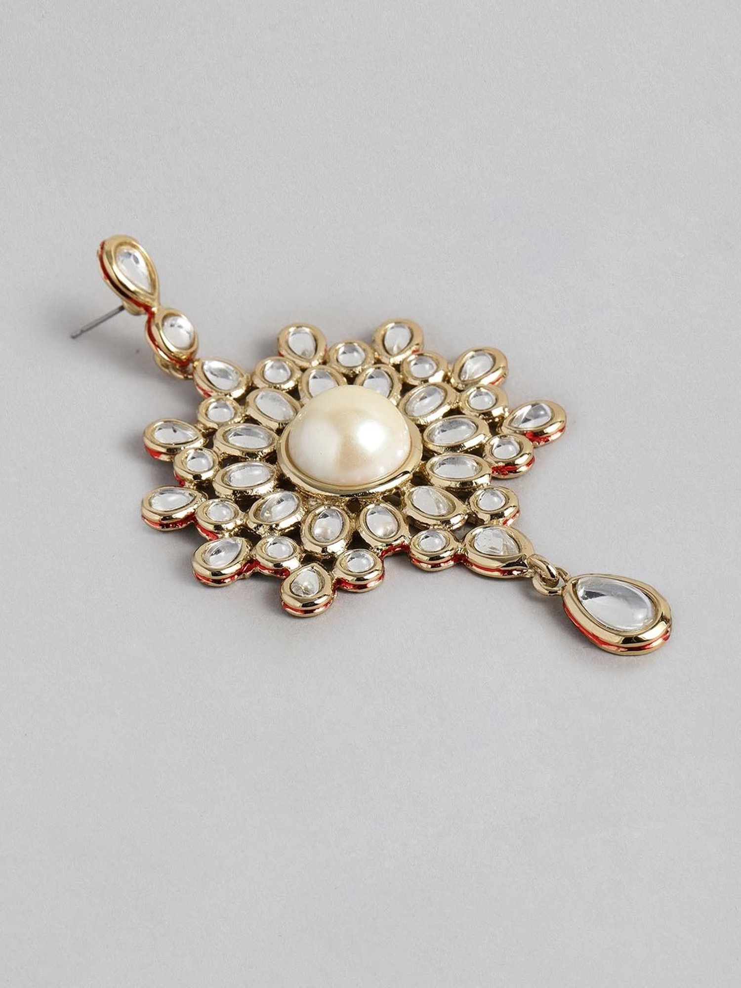 Estele Gold-Plated Antique Traditional Kundan & Pearl Necklace Set for Women