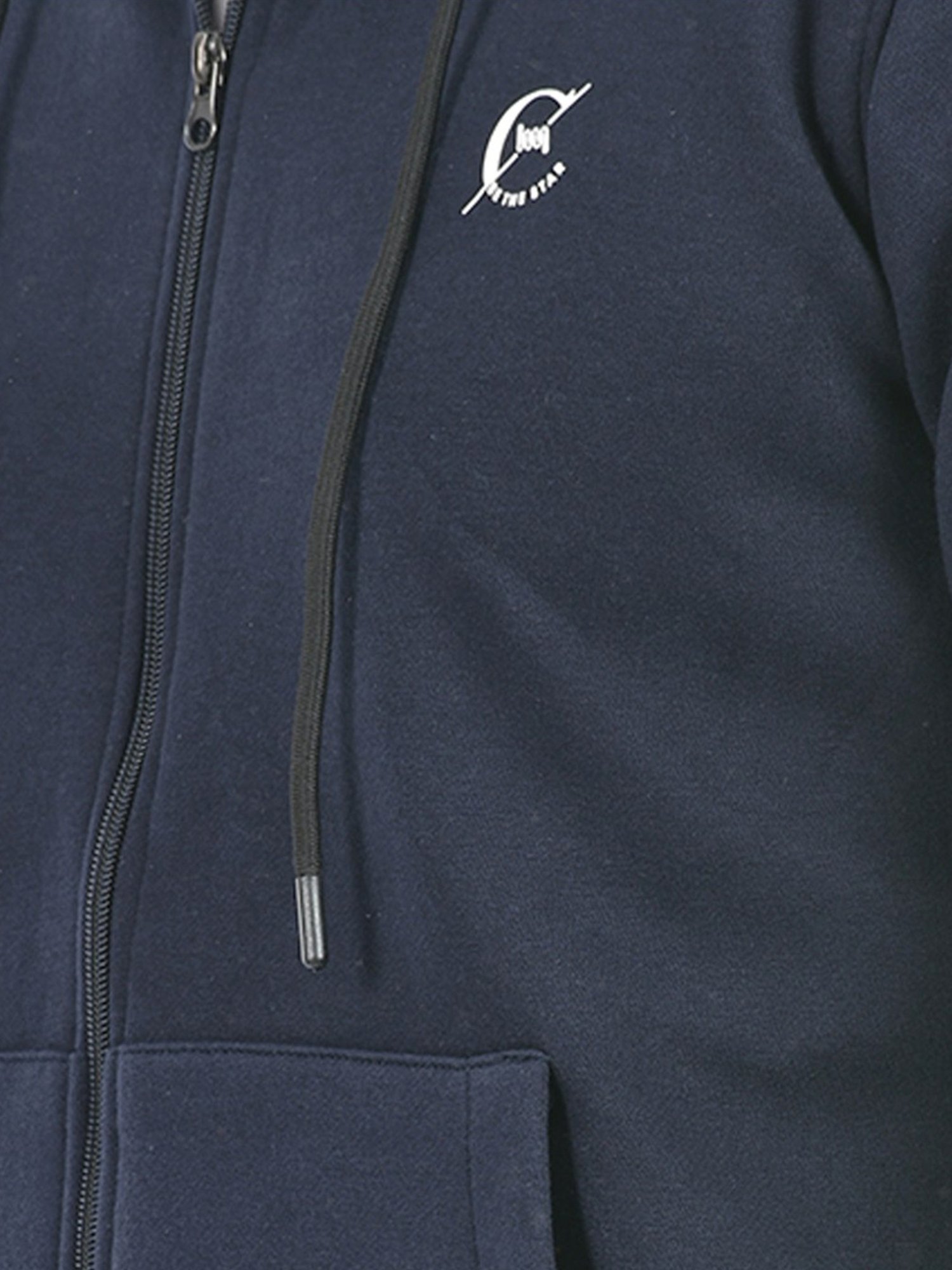 Lawman Navy Blue Cotton Regular Fit Hooded Sweatshirts