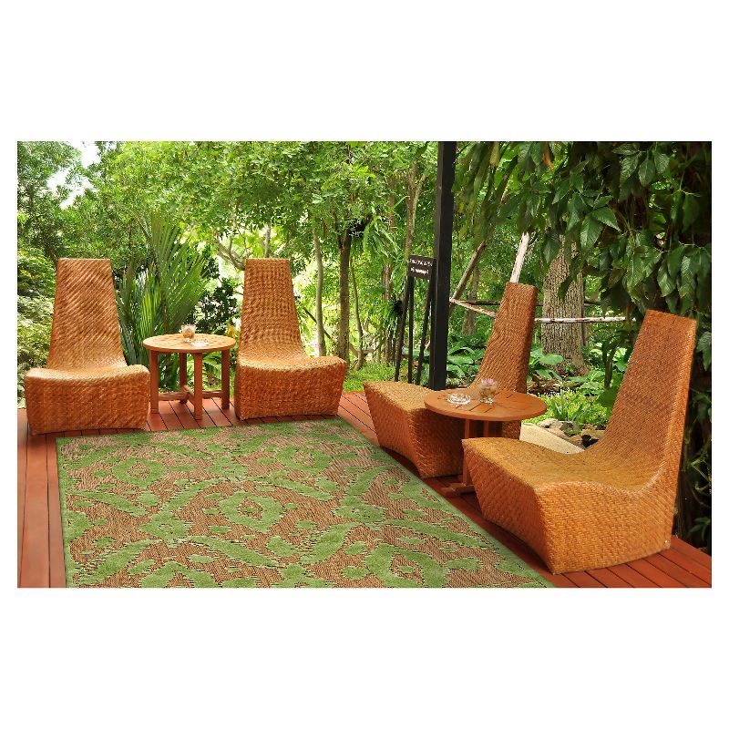 7'6"X10'6" Ikat Design Loomed Accent Rugs Area Rugs Tan/Light Green - Weave & Wander