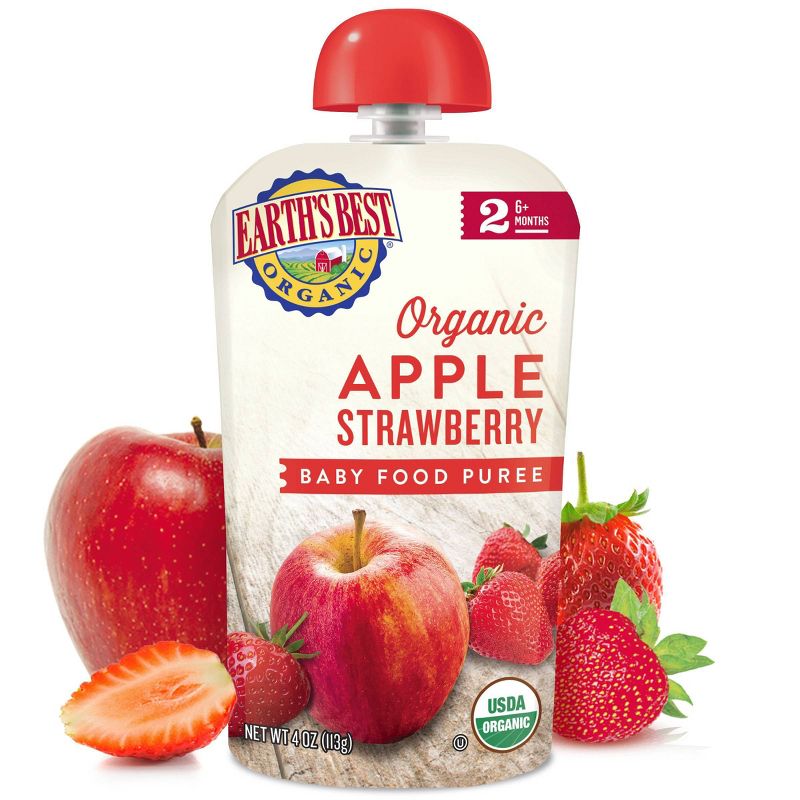 Earth's Best Organic Stage 2 Apple Strawberry Baby Food 4oz