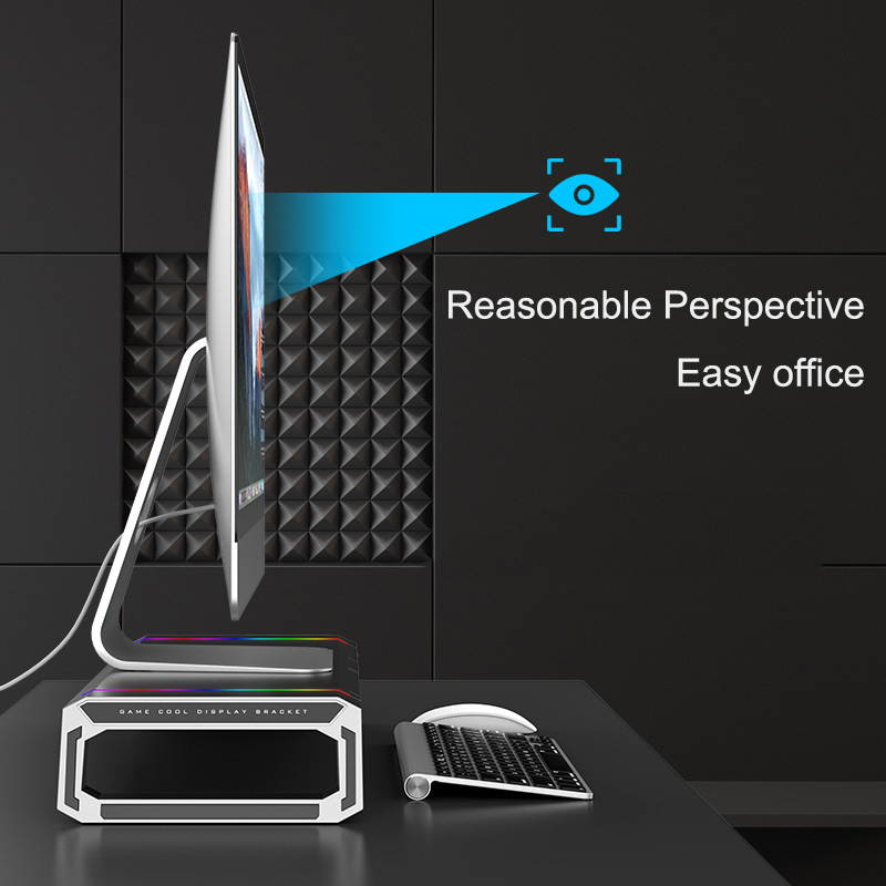 Monitor Increased Rack Multi-function Monitor Stand Monitor Foldable Base mount With RGB Lighting & 4xUSB Expansion Interface