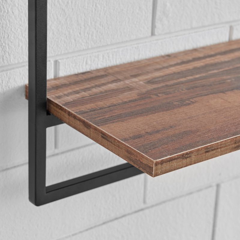 24" x 8" 4pc Rustic Industrial Framed Wall Shelf Set Black - Danya B.