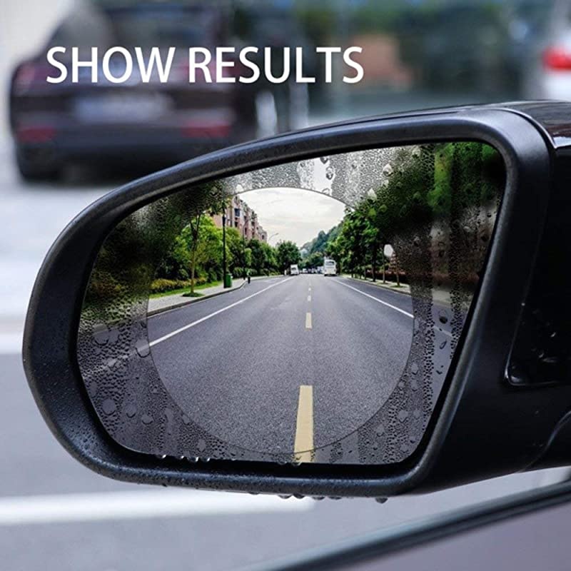 Car Rearview Mirror Waterproof Film, Anti Fog Film Anti-Glare Anti Mist Anti-Scratch Waterproof Rainproof Rear View Mirror Window Clear Protective Film-2Pcs