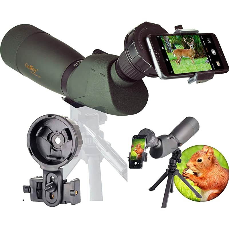Skyhawk 20-60x82mm Ultra HD Spotting Scope Kit- Waterproof Frogproof Zoom Telecope for Bird Watching Target Shooting Archery Range Outdoor-with Tripod/Case/ Smartphone Digiscoping Adapter
