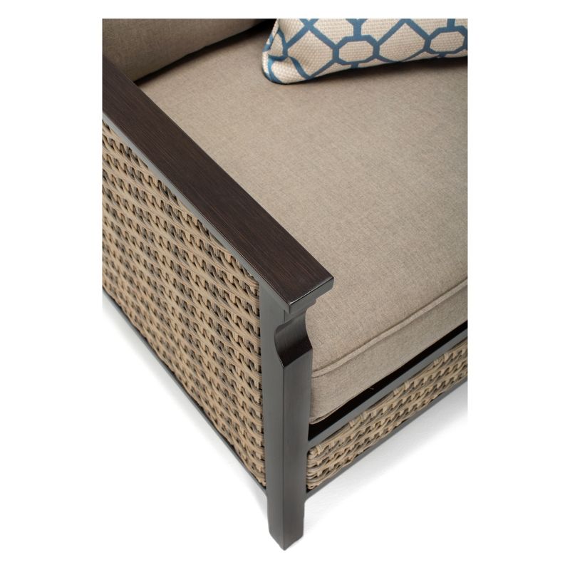 La-Z-Boy Outdoor Colton 4pc Wicker Outdoor Seating Set with Sunbrella Cast Shale Cushion