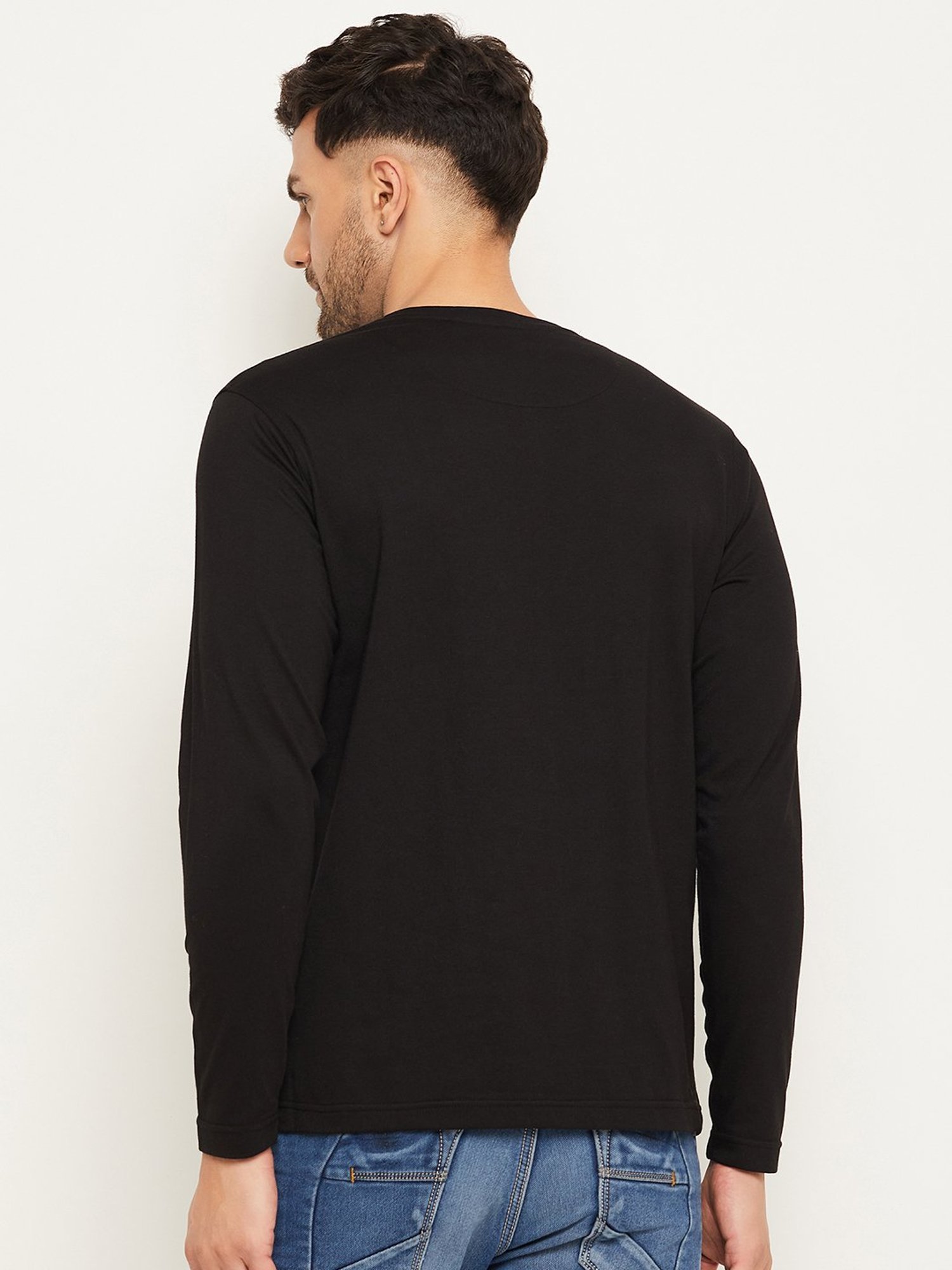 Club York Black Regular Fit Printed Crew T-Shirt