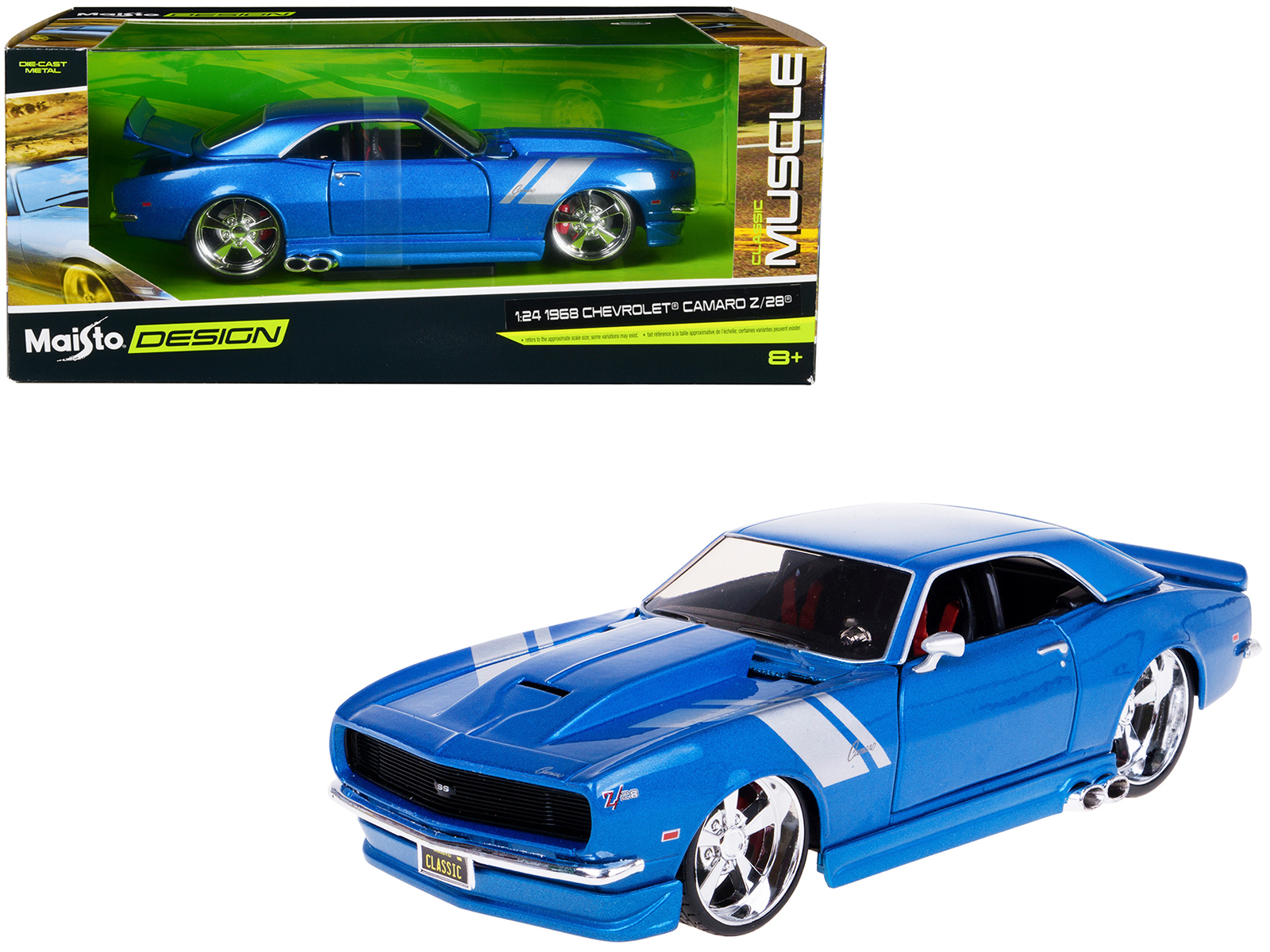 1969 Chevrolet Camaro Z/28 Carolina Blue with White Stripes Limited Edition to 420 pieces Worldwide 1/18 Diecast Model Car by ACME