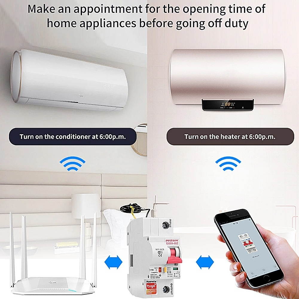 Tuya Smart Life 10A-125A 1P WiFi Smart Circuit Breaker Overload Short-circuit Protection Works with Alexa Google Home-63A