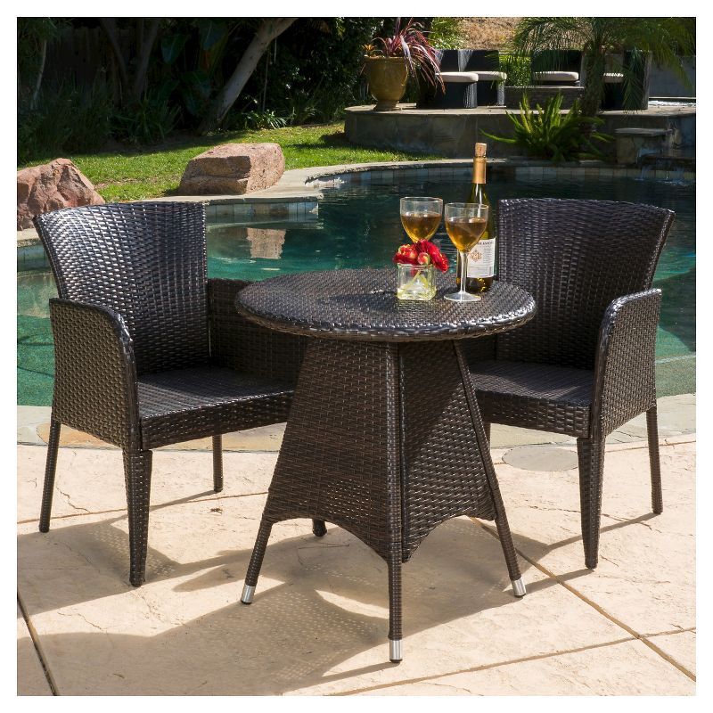La Sola 3pc Metal Bistro Set - Black/Bronze - Christopher Knight Home