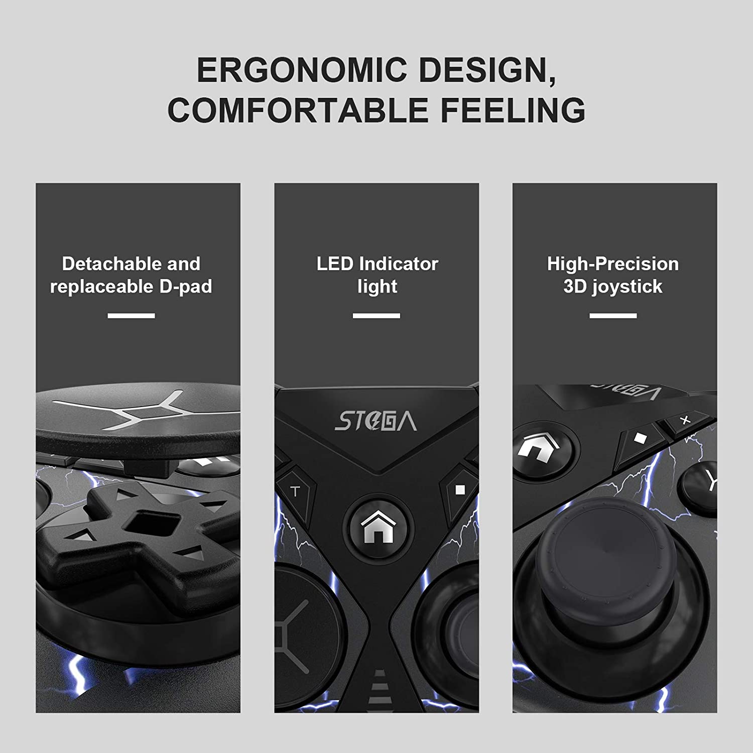 Wireless Controller for Nintendo Switch, STOGA Game Controller for Switch Lite Interchangeable Cross Button and Left 3D, DIY Replaceable Skin Shell, Macro (Graffiti)