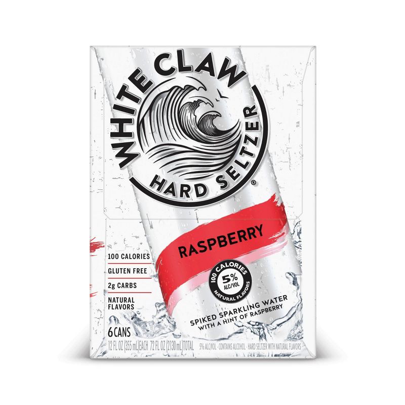 White Claw Raspberry Hard Seltzer - 6pk/12 fl oz Slim Cans