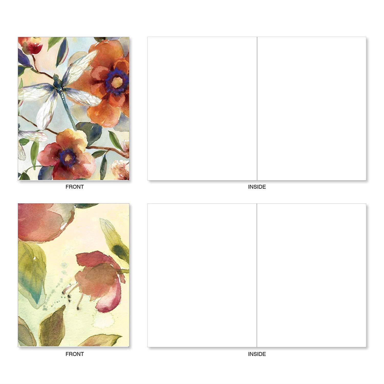 Watercolor Botanicals: 20 Assorted Blank All Occasions Notecards With Details of Floral-Themed Watercolor Paintings, with Envelopes. AM3314OCB-B2x10
