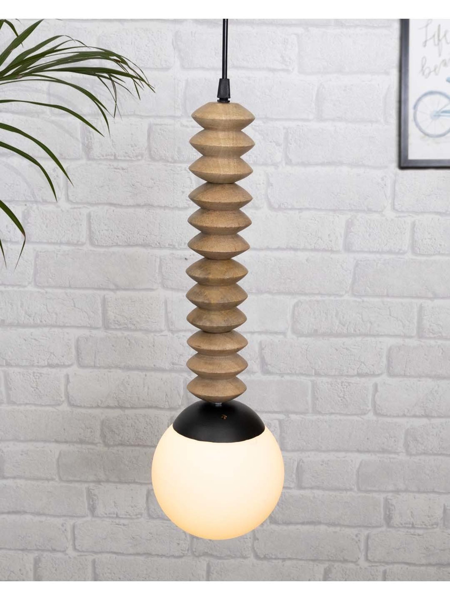 Homesake Beaded Swag Beige Wood Spiral-Shaped Pendant Ceiling Hanging Light