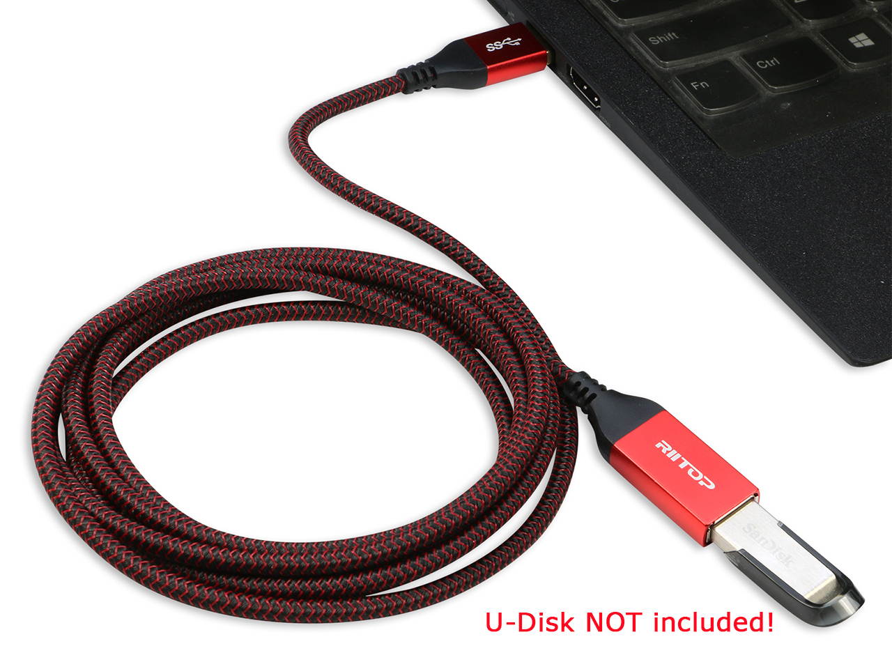 USB 3.0 Extension Cable, RIITOP USB 3.0 Type A Male to Female Extender 5Gbps Nylon Braided Cord (6.6FT,2-Pack)