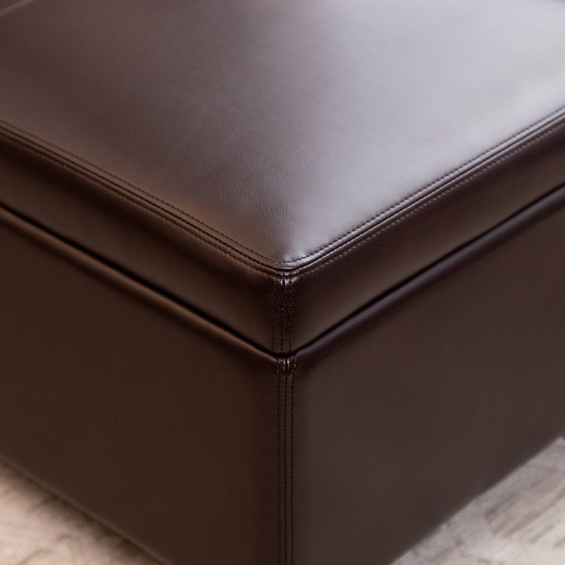 Carter Bonded Leather Storage Ottoman Brown - Abbyson Living