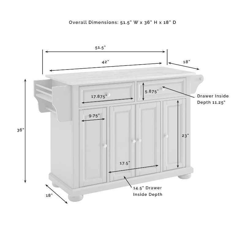 Alexandria Granite Top Kitchen Island/Cart Gray - Crosley