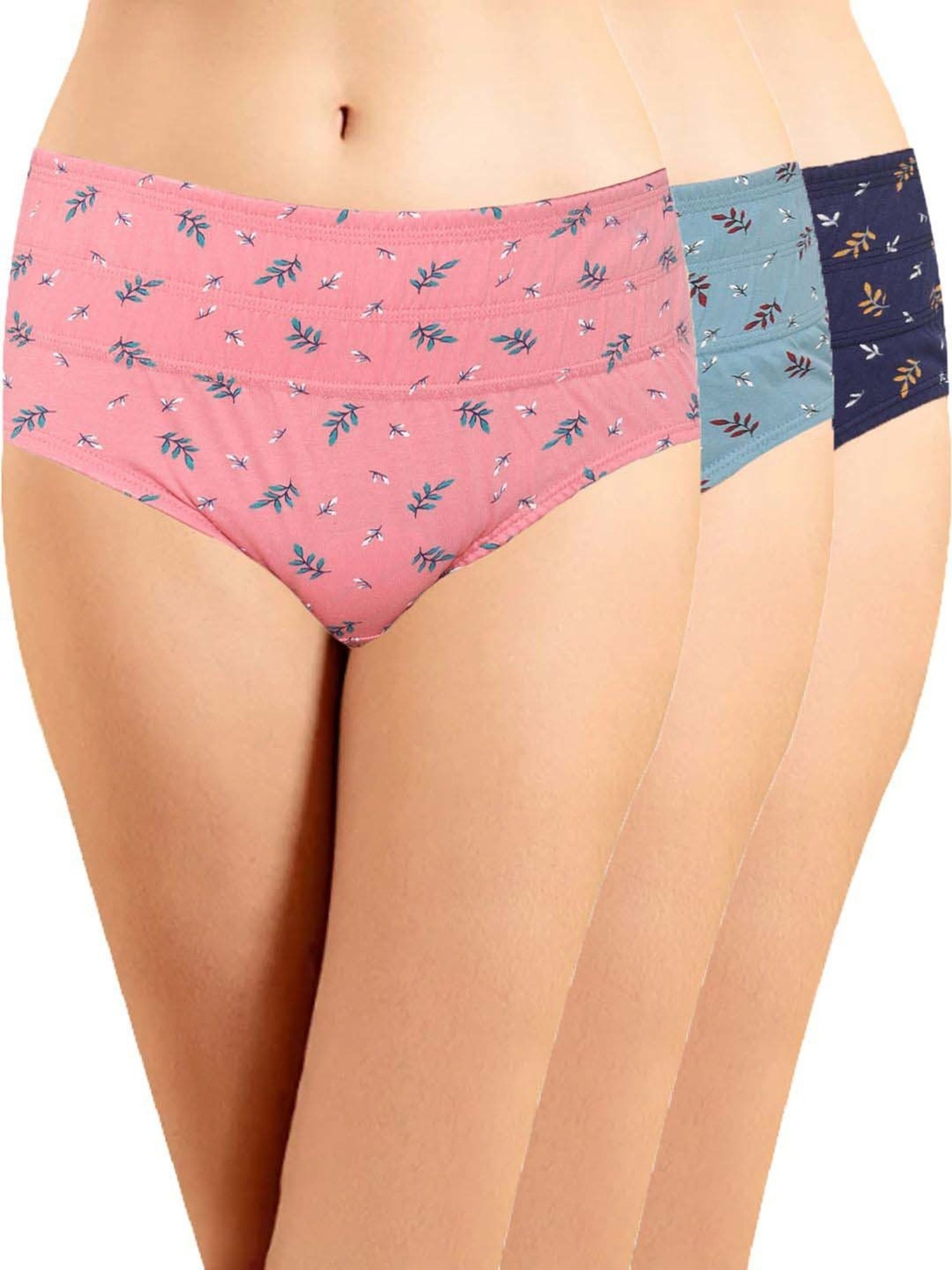 IN CARE Pink & Blue Cotton Printed Hipster Panties - Pack Of 3