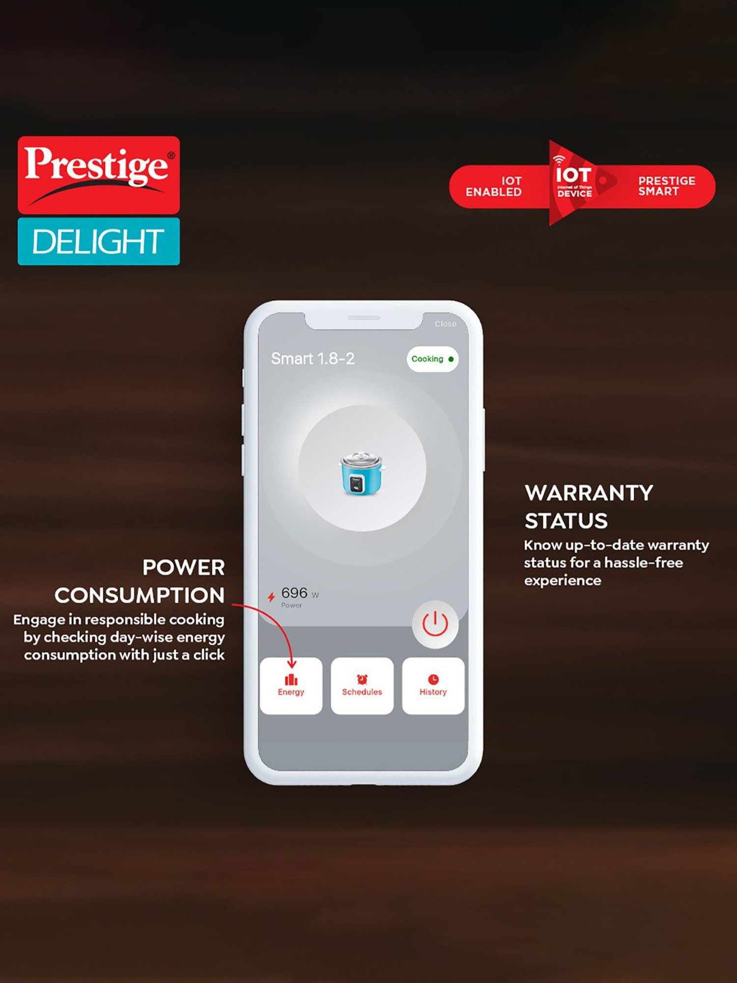 Pigeon Rice Cooker 700W, 1.8L with Single pot & Measuring Cup (Red)