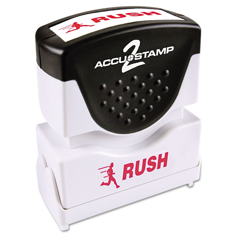 Accustamp2 Pre-Inked Shutter Stamp with Microban Red RUSH 1 5/8 x 1/2 035590