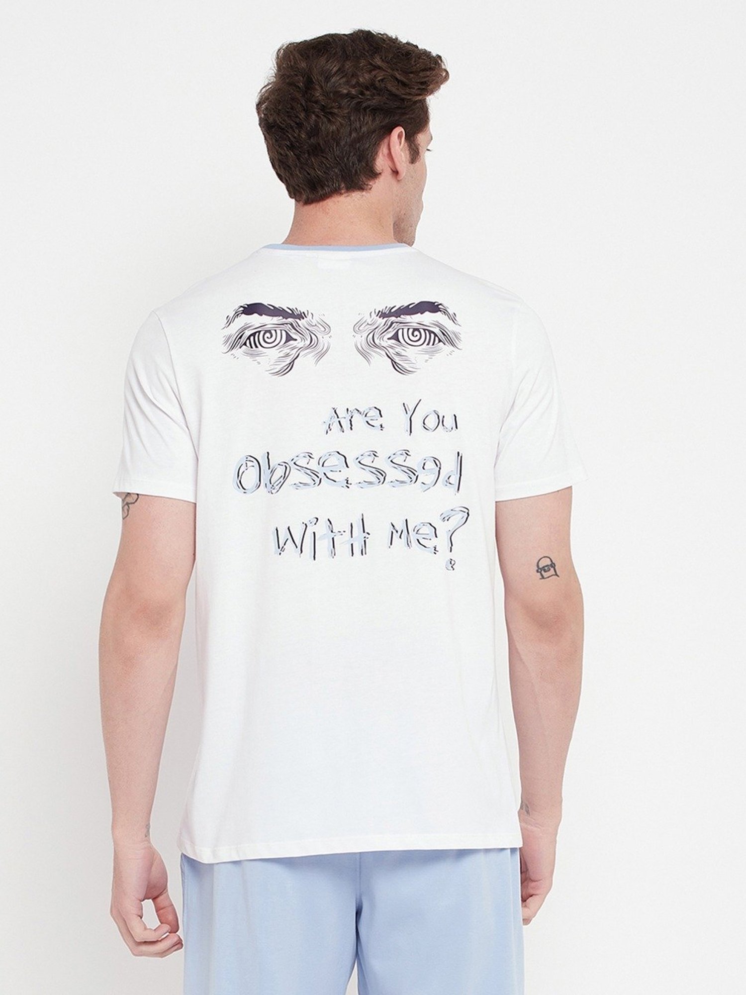 Edrio White Cotton Relaxed Fit Printed T-Shirt