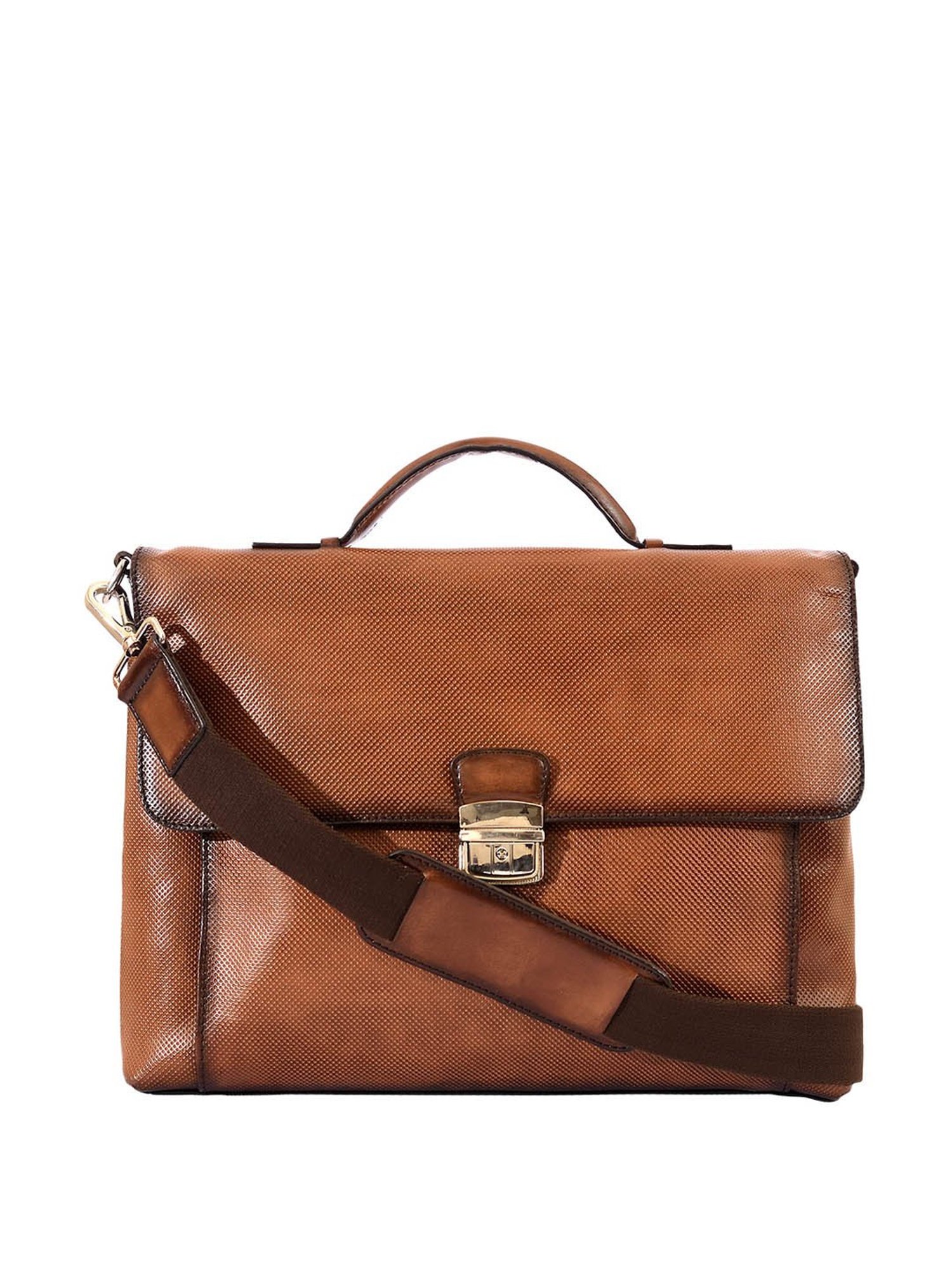 Eske Tan Leather Large Messenger Bag