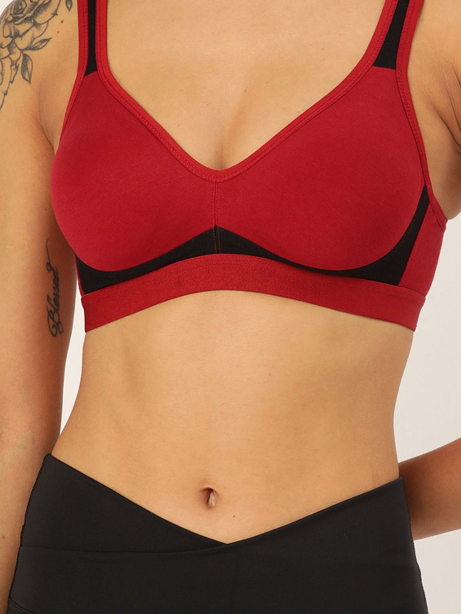 Lady Lyka Multicolor Non Wired Non Padded Sports Bra (Pack of 2)