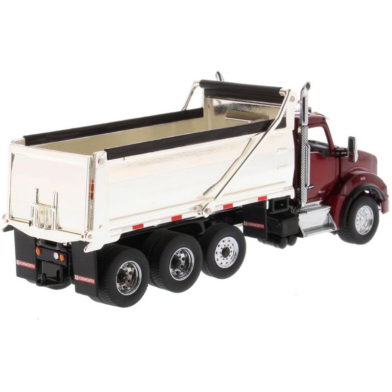 Kenworth T880 SBFA Dump Truck Radiant Red and Chrome 1/50 Diecast Model by Diecast Masters