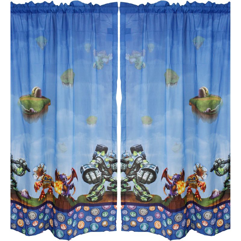 4pc Window Curtains Spyro Sky Friends Window Panels and Tie-Backs - Skylanders..
