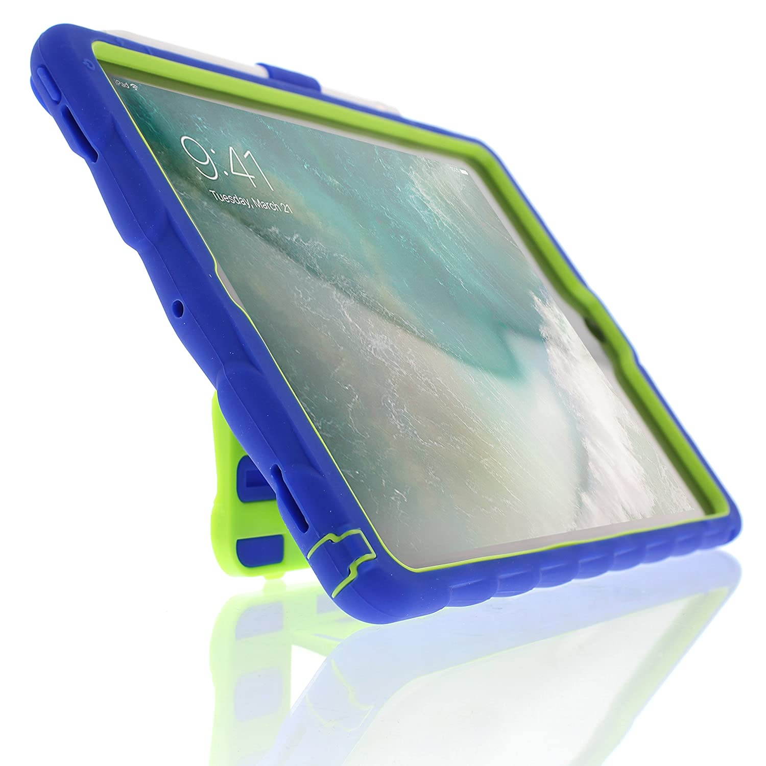 Gumdrop Cases Hideaway Stand Case for Apple iPad Pro 10.5 (2017) A1701, A1709 Tablet Armor Protection, Royal Blue/Lime Green