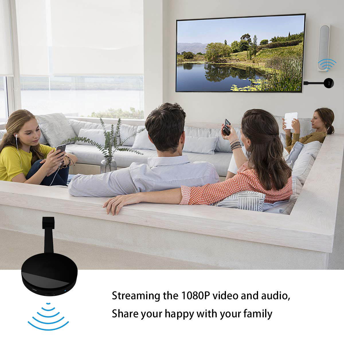 Wi-Fi Display Dongle for TV, Aigrous High Speed HDMI Miracast Dongle Compatible for Android Smartphone Tablet Apple iPhone iPad,1080P Wireless HDMI Dongle