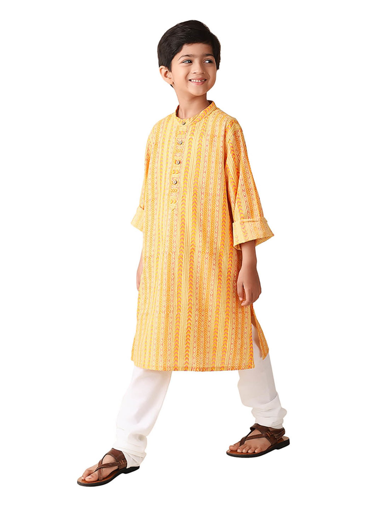 TABARD Kids Red Printed Full Sleeves Kurta