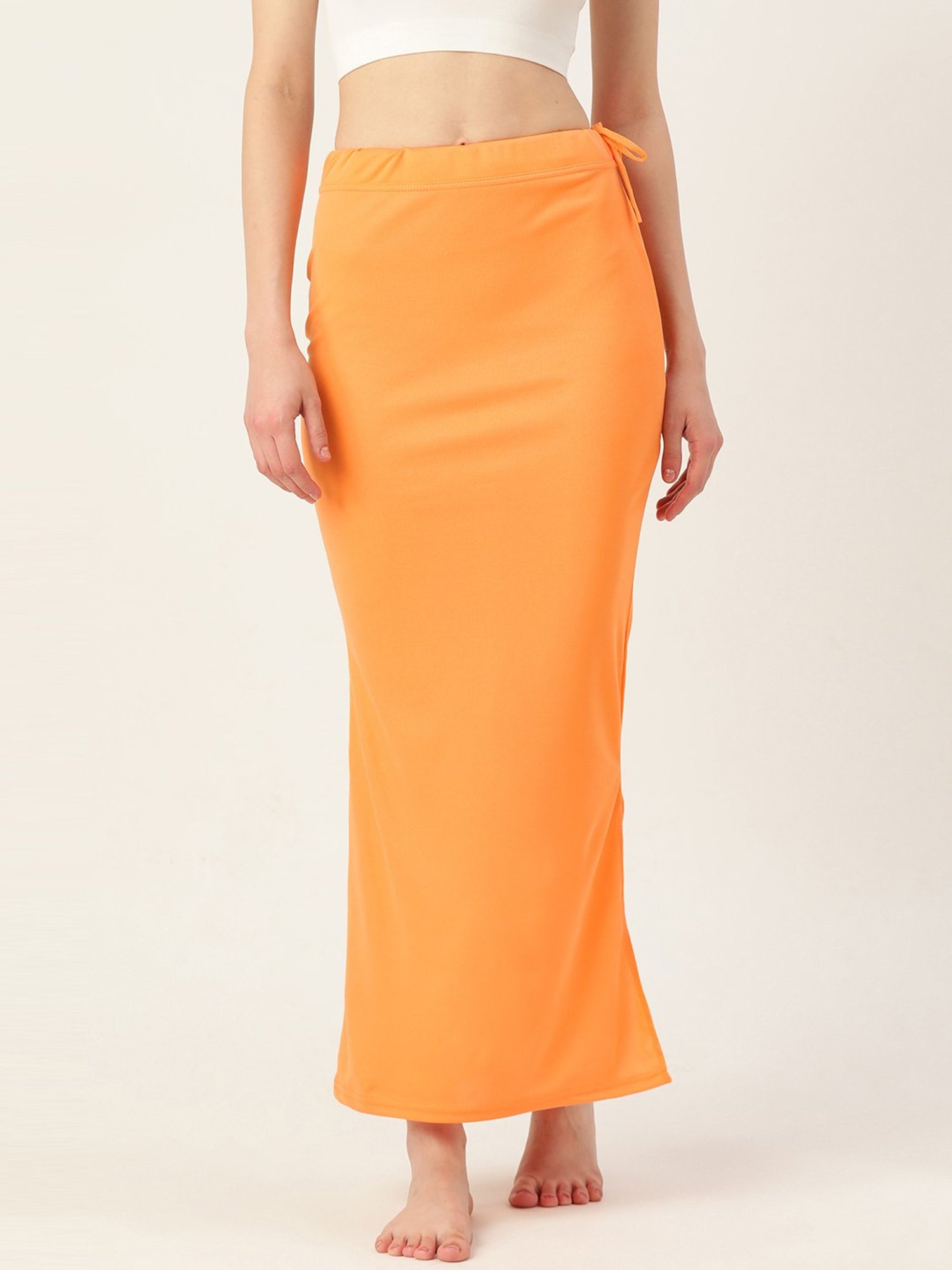 Ms.Lingies Yellow Plain Saree Shapewear