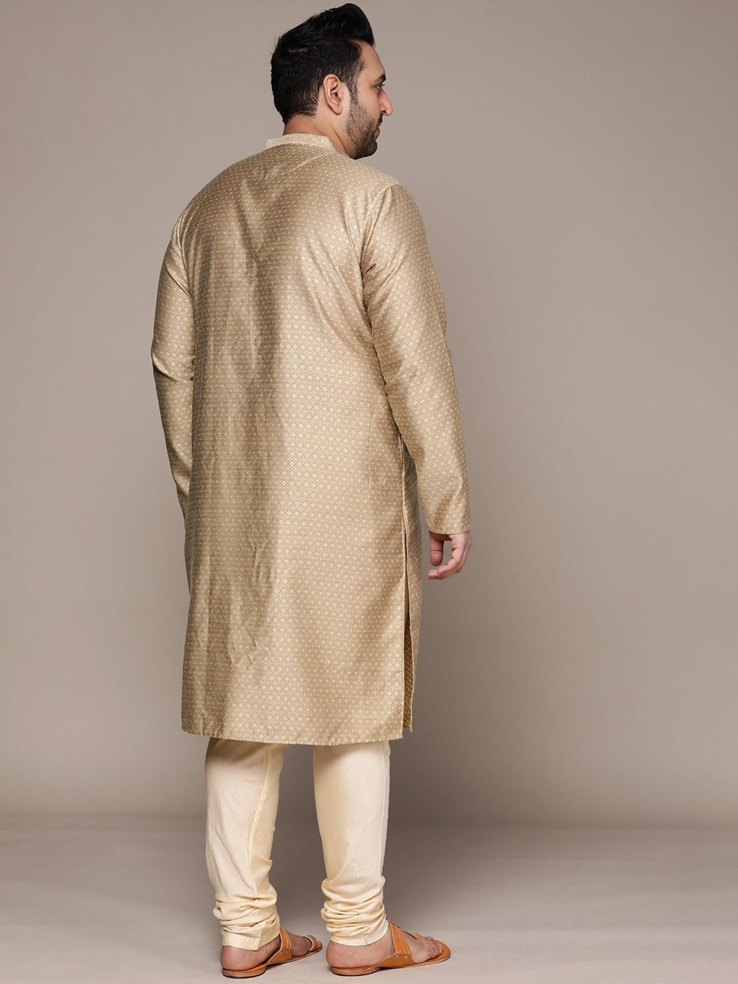 KISAH PLUS Beige Regular Fit Printed Kurta Bottom Set