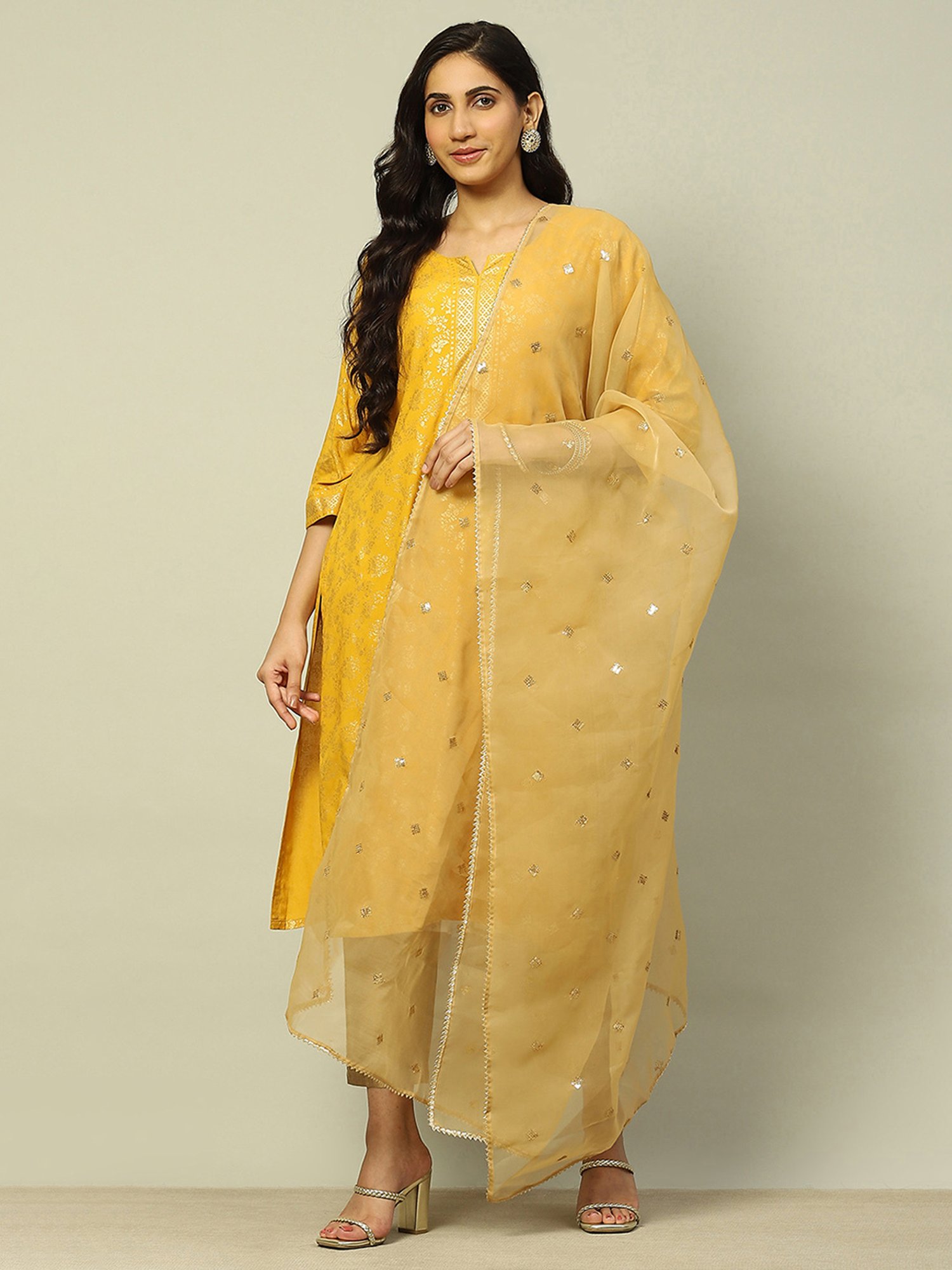 Rangriti Gold Embroidered Dupatta
