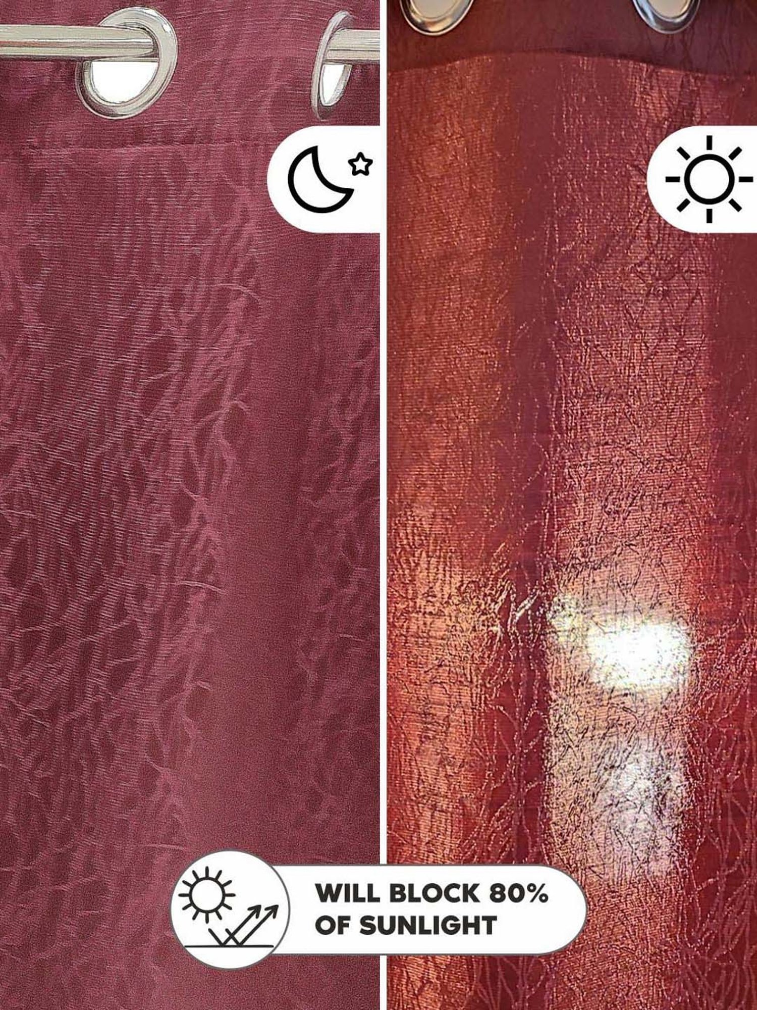 Bianca D`ROMANIO Maroon Faux Silk 5 Ft. Window Curtain