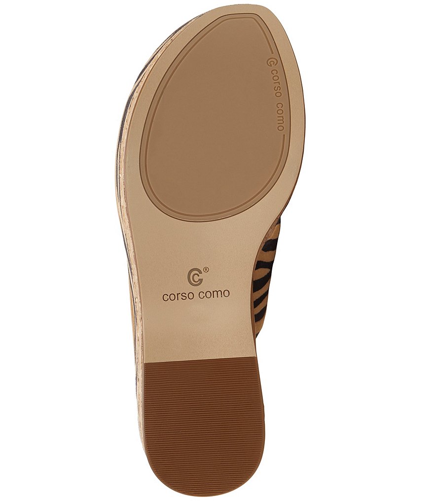 CC Corso Como Arowin Zebra Print Suede Thong Cork Platform Sandals