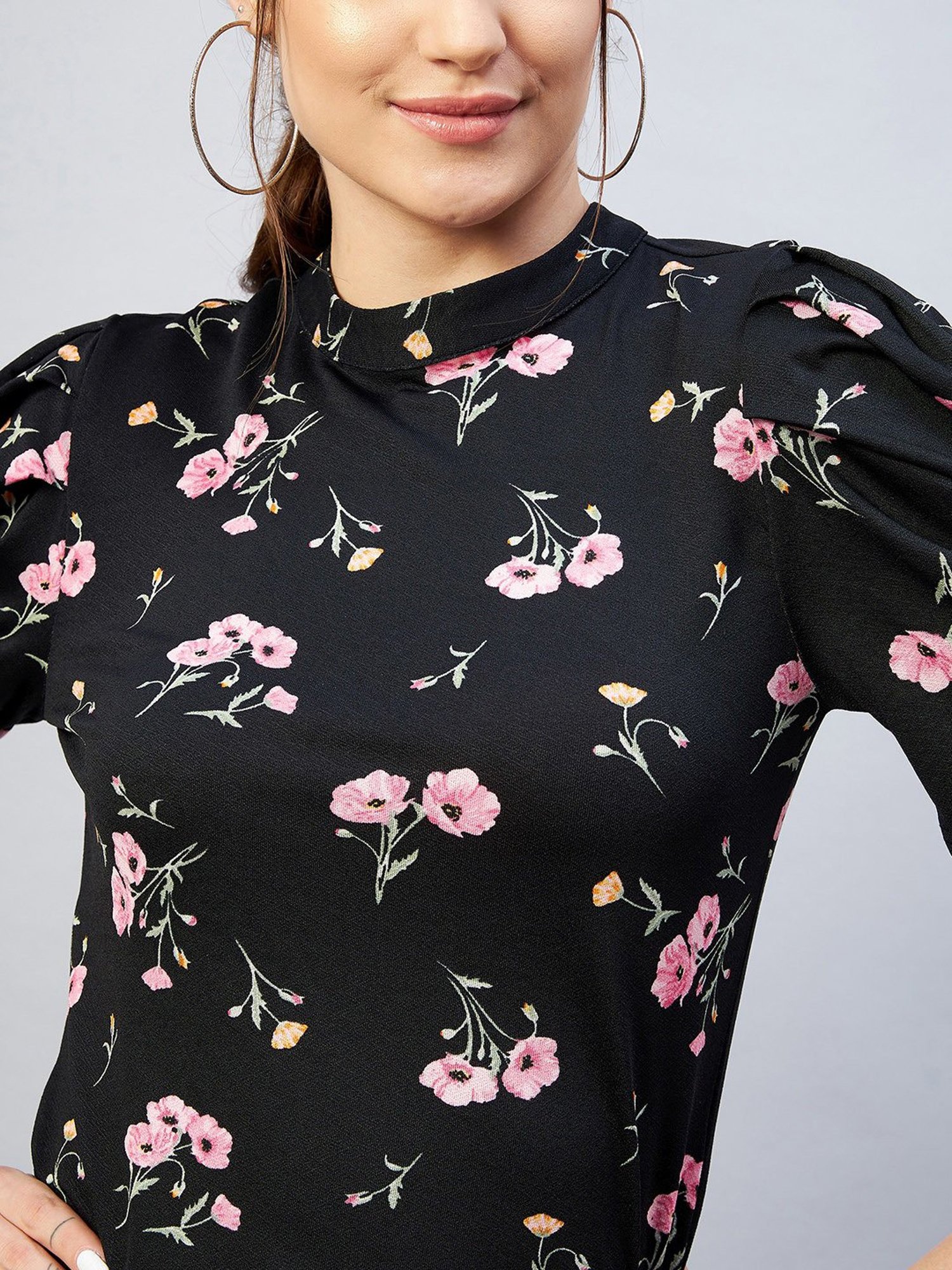 Marie Claire Black Floral Print Box Top