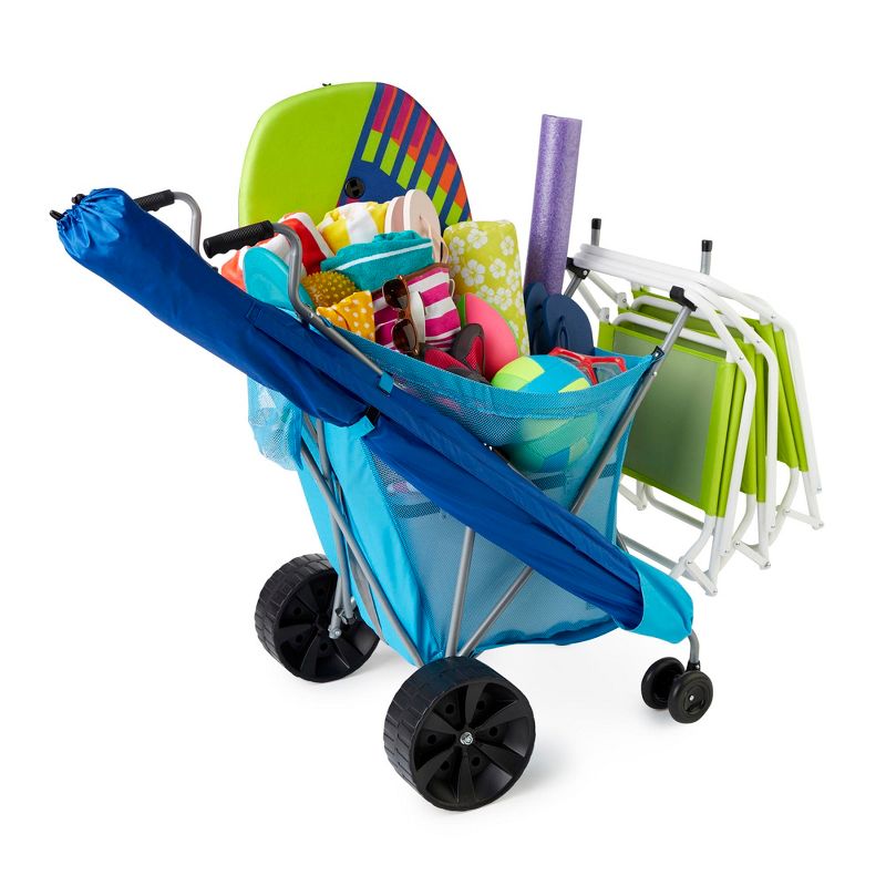 Seina Steel Framed Collapsible Versatile Garden Cart Beach Sand Cruiser, Blue