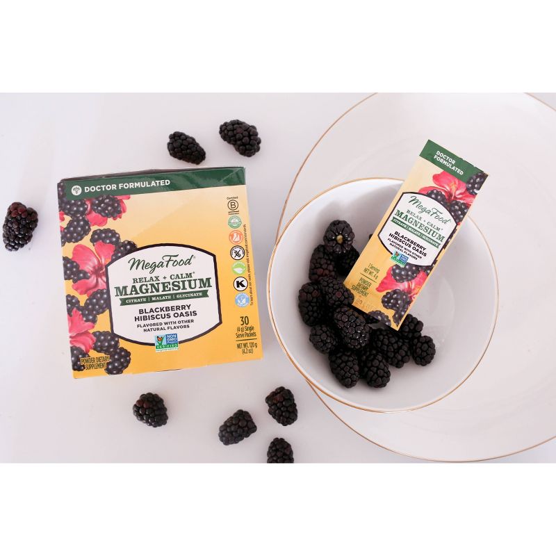 MegaFood Magnesium Powder Supplement - Black Hibiscus - 30ct