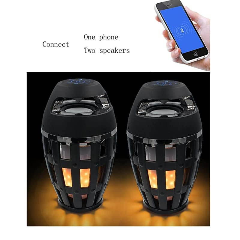 LED Flame Lamp Waterproof Bluetooth Speaker Wireless Stereo Bass Speaker Atmosphere Night Light for Party Home Camping Outdoor