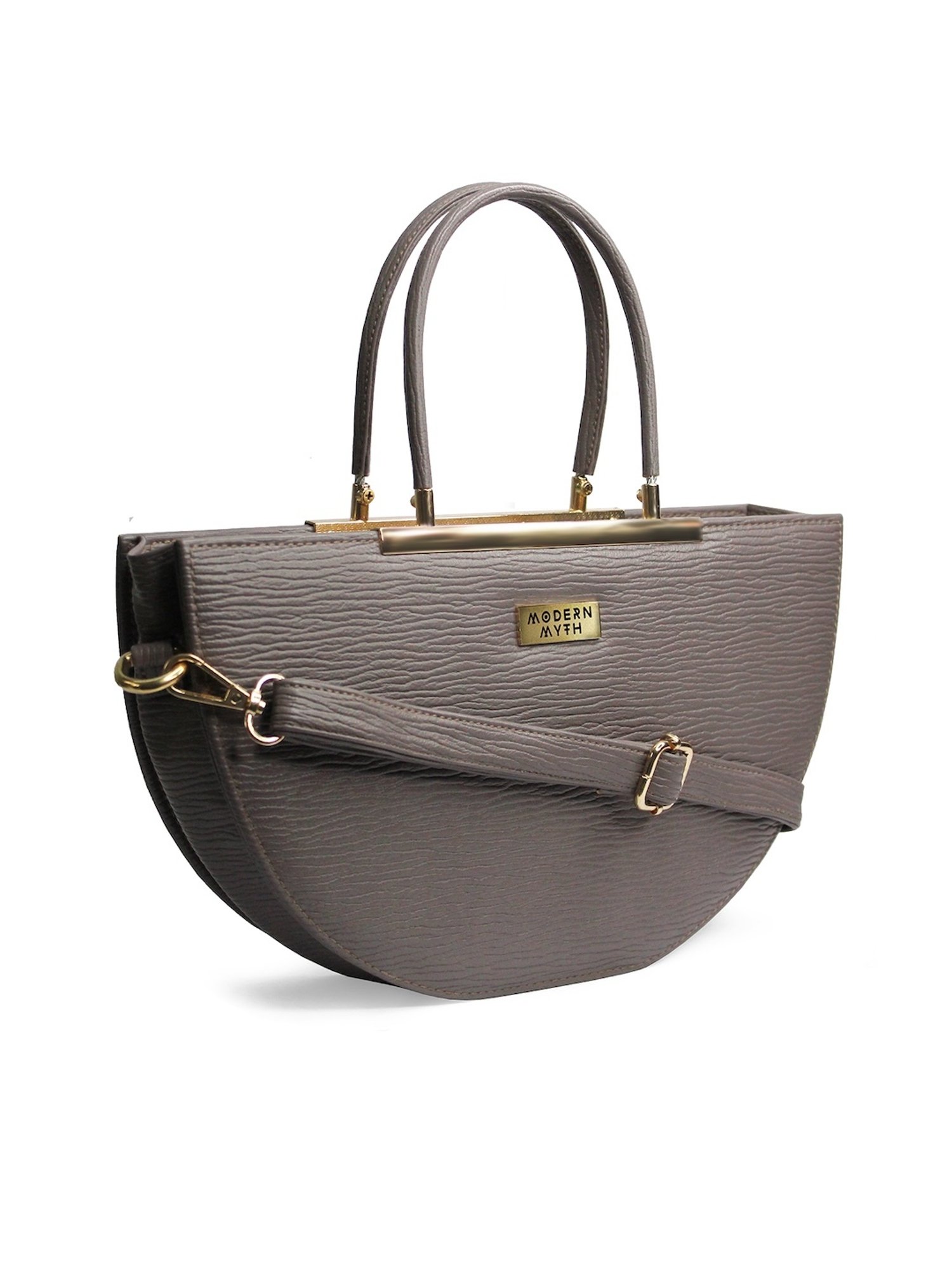 Modern Myth Grey Textured Medium Satchel Handbag