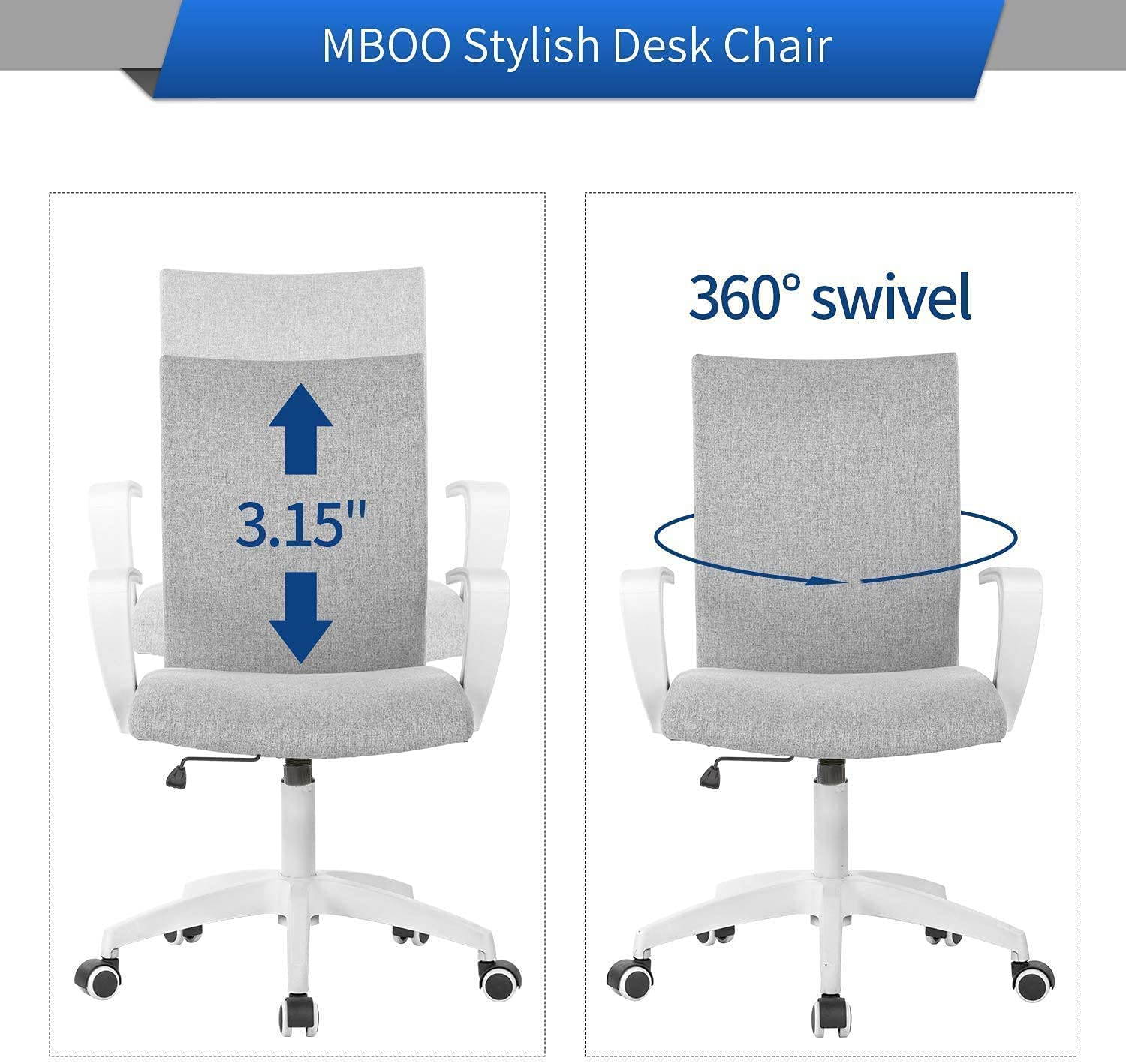 Office Chair Ergonomic Mid Back Swivel Chair Height Adjustable Desk Chair White Office Chair Computer Chair with Armrest Mid Size (Grey and White)