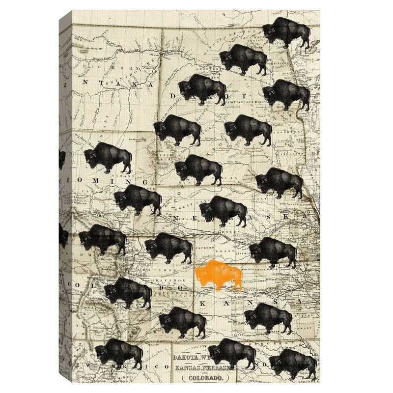 24" x 36" Where the Buffalo Roam by GI ArtLab Art on Canvas - Fine Art Canvas