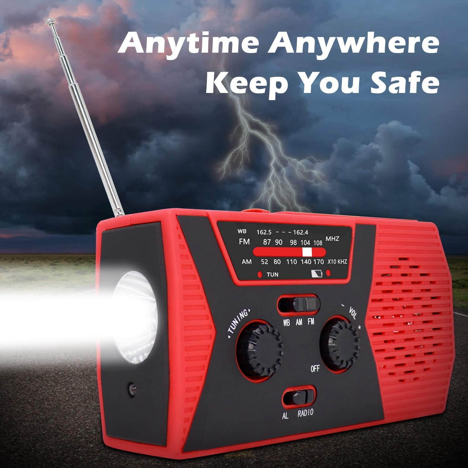 [Premium Version] RegeMoudal Emergency Solar Hand Crank Radio, NOAA Weather Radio for Emergency with AM/FM, LED Flashlight, Reading Lamp, 2000mAh Power Bank and SOS Alarm
