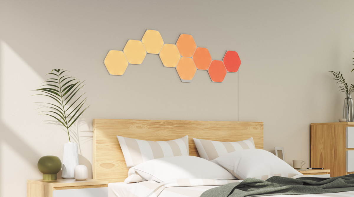 Nanoleaf Shapes Hexagons Smarter Kit Multicolor Hexagon Light Panels-9 Panels