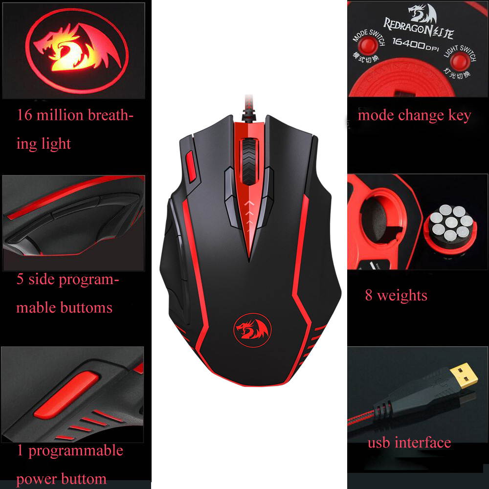 GTX300 USB Wired Colorful LED Backlit Gaming Keyboard with Mouse for PC Laptop