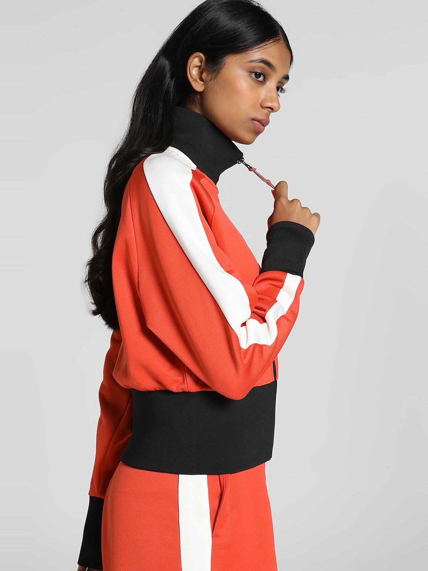 Puma Orange & Black Color-Block Jacket